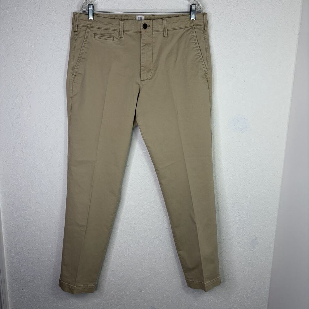 Gap For Good Slim Men's Modern Straight Fit Chino Pant Size 36x32 Khaki Cotton